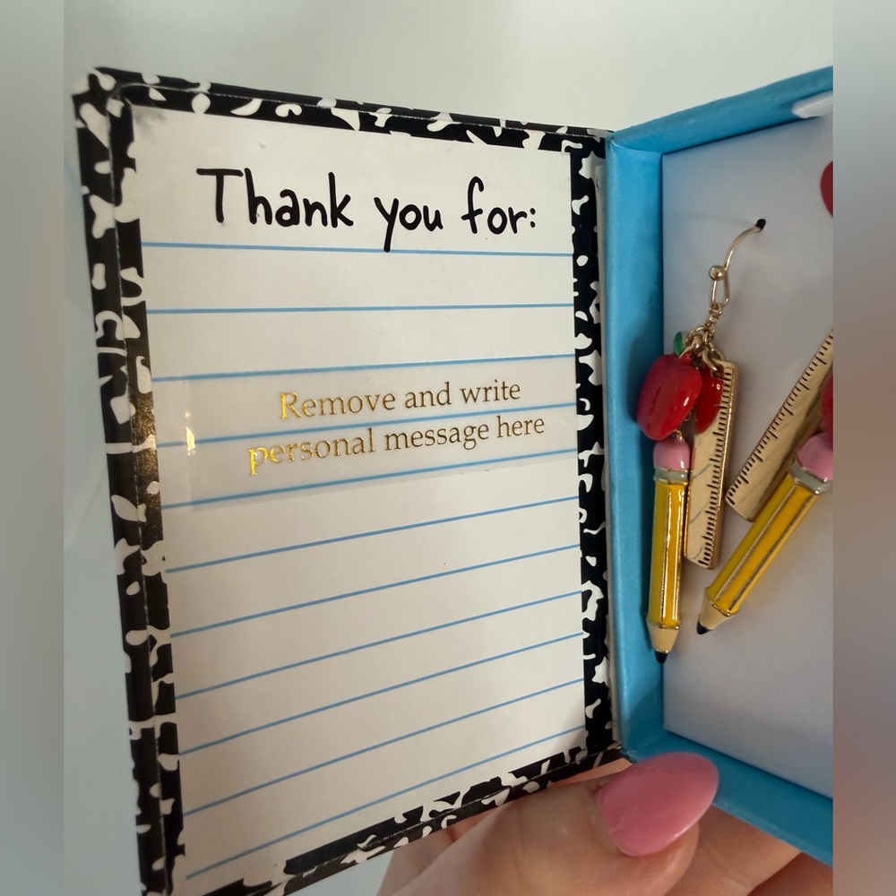 Apple & Pencil Earrings in Gift Box - Teacher Appreciation Gift - Picture 10 of 10